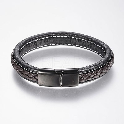 Braided Leather Cord Bracelets BJEW-H561-10-1