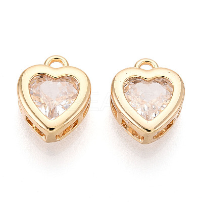 Brass Micro Pave Cubic Zirconia Charms KK-N275-13A-G-1