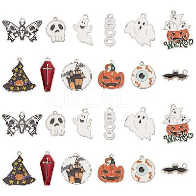 24Pcs 12 Styles Halloween Alloy Enamel Pendant ENAM-SC0003-38-1