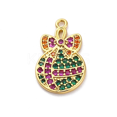 Christmas Series Brass Micro Pave Cubic Zirconia Pendants KK-Q010-01G-04A-1