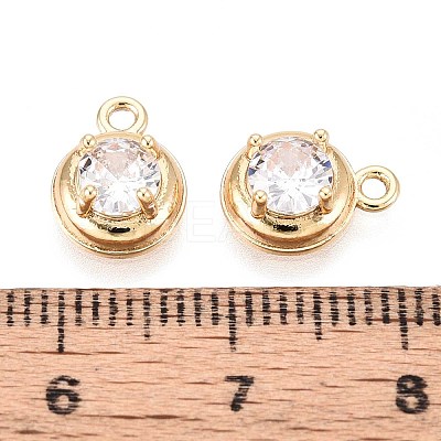 Brass Pave Cubic Zirconia Pendants KK-T071-41G-1