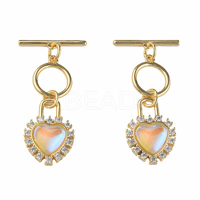 Brass Micro Pave Clear Cubic Zirconia Toggle Clasps KK-N233-246-1