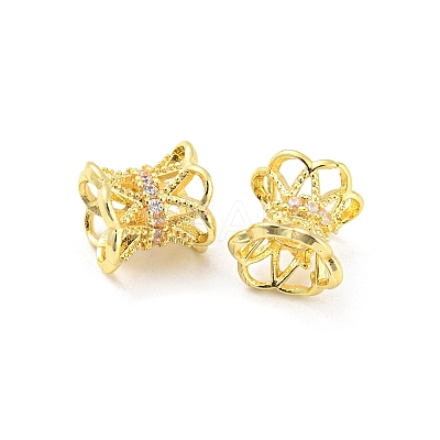 Brass Micro Pave Cubic Zirconia Spacer Beads KK-H452-21G-1
