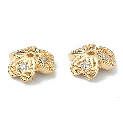 Brass Pave Clear Cubic Zirconia Bead Caps KK-B072-20G-1