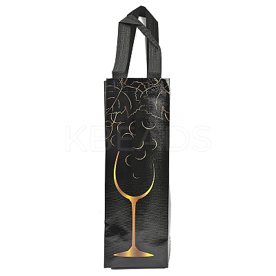 Non-Woven Reusable Folding Wine Bottle Gift Bags with Handle ABAG-C012-06-1