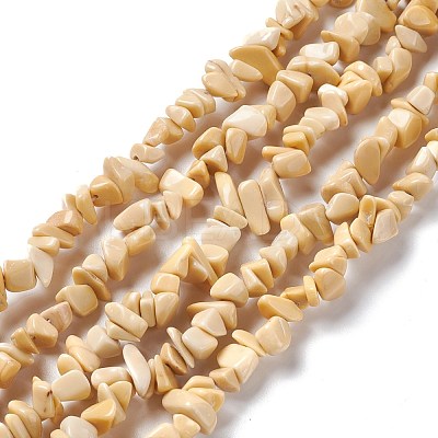 Natural Yellow Jade Chip Beads Strands G-G905-08-1