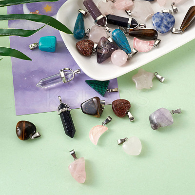 Natural & Synthetic Mixed Gemstone Pendants G-TA0001-21-1