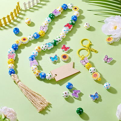 20 Styles Printed Wood Beads WOOD-TA0002-65-1
