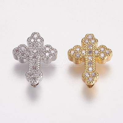 Brass Micro Pave Cubic Zirconia Beads ZIRC-E143-23-1