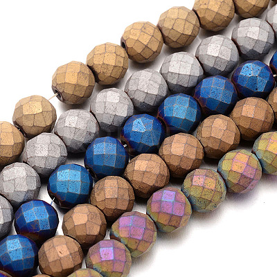 Frosted Electroplated Non-magnetic Synthetic Hematite Bead Strands G-E304-54-1