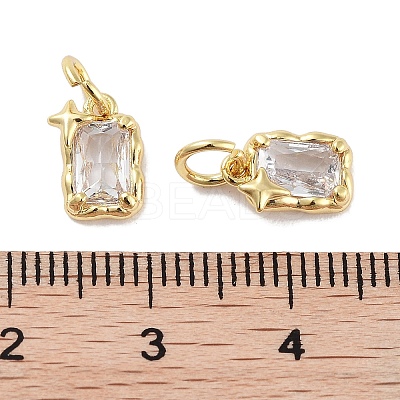Brass Micro Pave Cubic Zirconia Charms KK-C051-10G-05-1