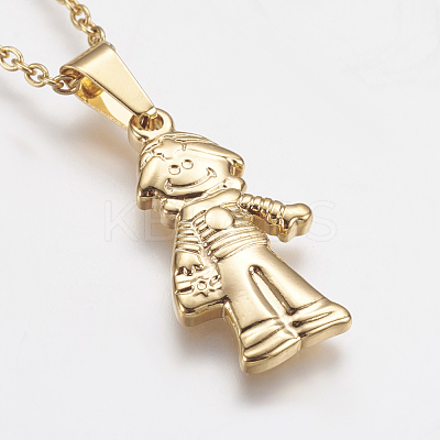 304 Stainless Steel Pendant Necklaces STAS-I075-39G-1