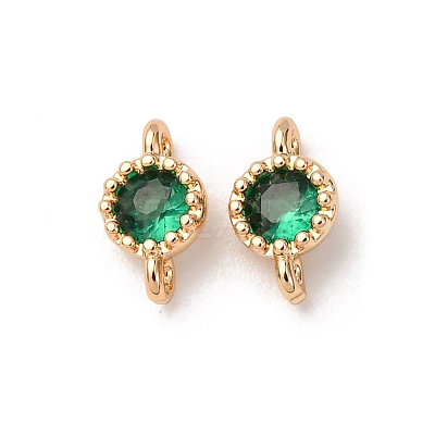 Brass Pave Green Cubic Zirconia Connector Charms ZIRC-L105-11G-1