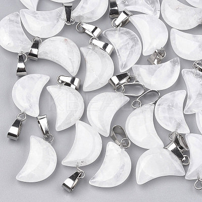 Moon Natural Quartz Crystal Pendants LS-X-G-Q369-04-1
