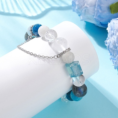 Natural Mixed Gemstone Beaded Stretch Bracelets for Women BJEW-TA00739-03-1