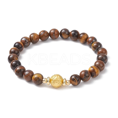 Natural Tiger Eye Stretch Bracelets for Couple BJEW-JB12178-1