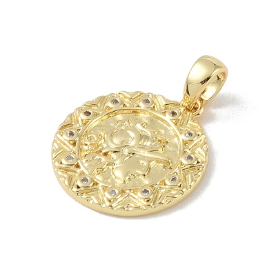 Brass Micro Pave Clear Cubic Zirconia Pendants KK-P273-15A-G-1