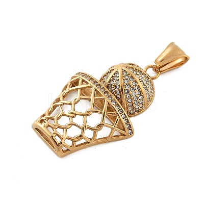 304 Stainless Steel Rhinestone Pendants STAS-G346-54G-1