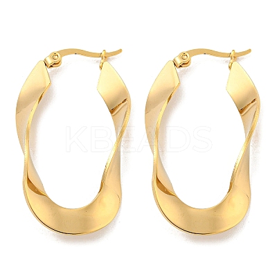 202 Stainless Steel Irregular Oval Hoop Earring EJEW-H003-10G-1