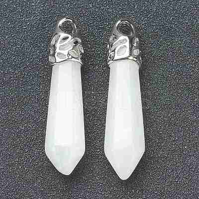Bullet Natural White Jade Pointed Pendants LS-G-E332-C27-1