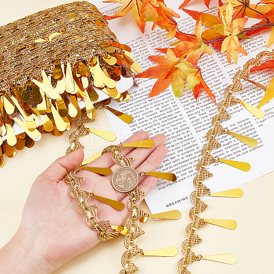 Ethnic Style Sparkle Polyester Ribbon OCOR-WH0077-02-1