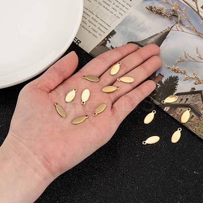 Oval Ion Plating(IP) 304 Stainless Steel Stamping Blank Tag Charms STAS-L159-07G-1