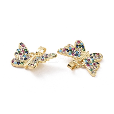Brass Micro Pave Colorful Cubic Zirconia Pendants KK-E068-VC406-1