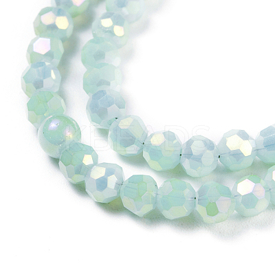 Faceted(32 Facets) Round Full Rainbow Plated Electroplate Glass Beads Strands EGLA-J130-FR17-1