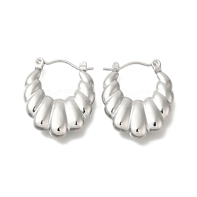 304 Stainless Steel Croissant Oval Hoop Earrings for Women EJEW-S227-68P-1