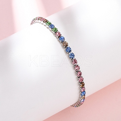 304 Stainless Steel Rhinestone Cup Chain Bracelets for Women BJEW-G753-01P-01-1