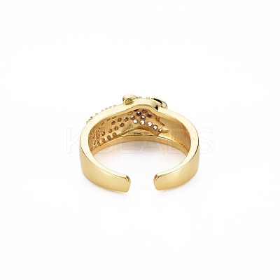 Cubic Zirconia Leopard Cuff Ring RJEW-S045-138-1