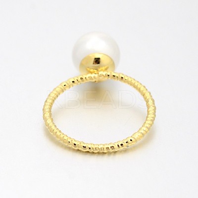 Brass Acrylic Pearl Finger Rings for Wedding Jewelry RJEW-J061-G-1
