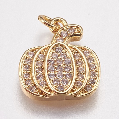 Brass Micro Pave Cubic Zirconia Charms X-ZIRC-E147-38G-1