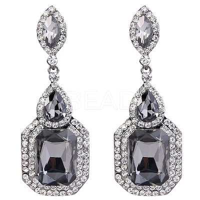 Brass Rhinestone Dangle Stud Earrings FS-WG9D6B6-11-1