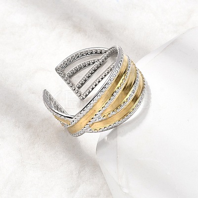 Adjustable 304 Stainless Steel Cuff Rings for Women RJEW-B150-01GP-08-1