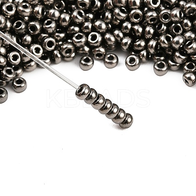 Dark Gray 11/0 Grade A Electroplated Glass Seed Beads X-SEED-Q008-F576-1