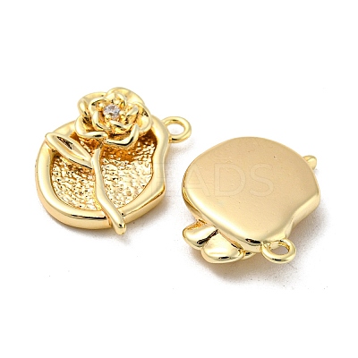 Brass Micro Pave Clear Cubic Zirconia Pendants KK-H460-25G-1