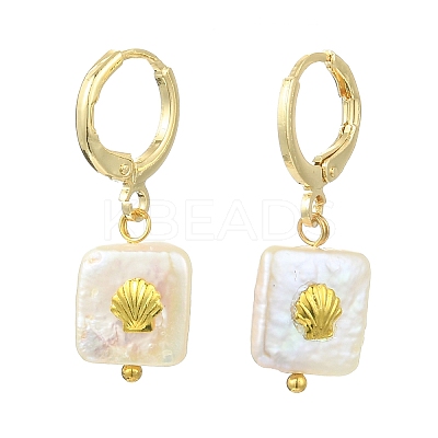 Natural Pearl & Alloy Hoop Earrings EJEW-JE07022-1