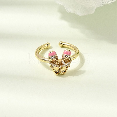 Brass Micro Pave Cubic Zirconia Cuff Open Rings for Women RJEW-B160-08G-01-1