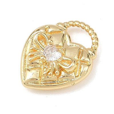 Brass Micro Pave Clear Cubic Zirconia Pendants KK-G545-14G-1