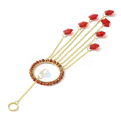 Glass Star Pendant Decorations HJEW-JM01113-01-1