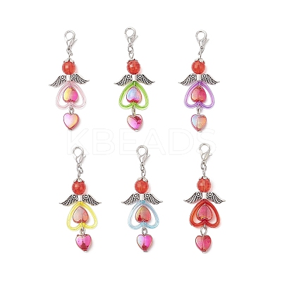 ABS Plastic Imitation Pearl & Transparent Acrylic Pendants Decorations HJEW-JM03603-04-1