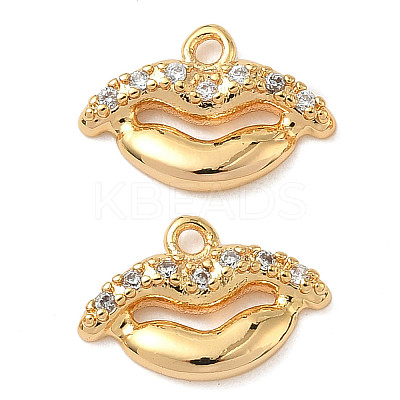 Brass Micro Pave Clear Cubic Zirconia Charms KK-B160-07G-1