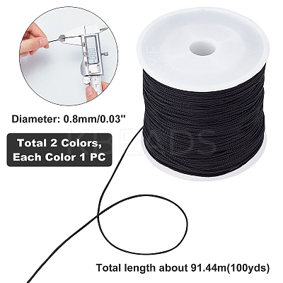 2 Rolls 2 Colors Braided Nylon Thread NWIR-PH0001-78-1