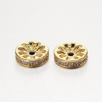 Brass Micro Pave Grade AAA Cubic Zirconia Beads ZIRC-O010-8mm-07G-NR-1