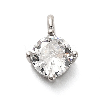 925 Sterling Silver Clear Cubic Zirconia Flat Round Charms STER-U009-07P-02-1
