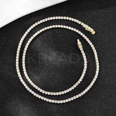 925 Sterling Silver Pave Crystal Cubic Zirconia Tennis Necklaces for Women NJEW-C096-01A-G02-1