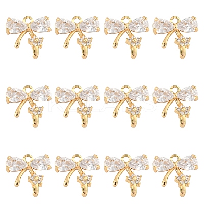 10Pcs Brass Micro Pave Cubic Zirconia Pendants KK-YW0003-15-1