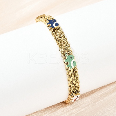 304 Stainless Steel Cable Chain Bracelets BJEW-G747-07G-1