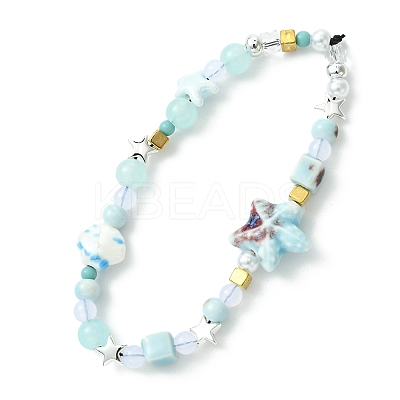 Porcelain & Glass & Wood Mobile Straps HJEW-FZ00030-1